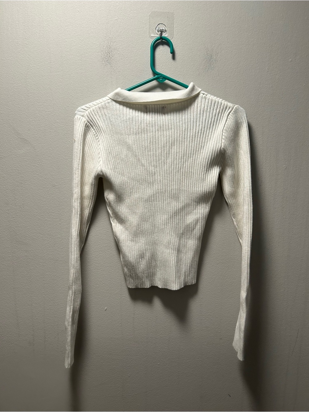 Edikted Cream Ribbed Zip-Up Collared Sweater - Picture 3 of 3